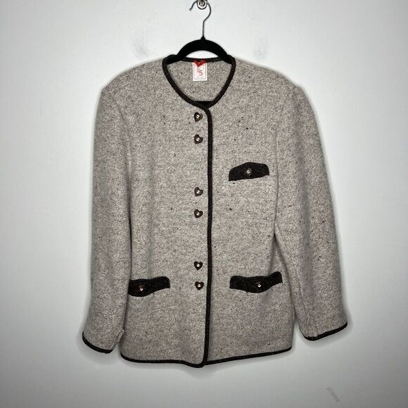 Elegance Seiler Cardigan Sweater Womens Medium (38) Pure New Wool Heart Buttons - Picture 12 of 16